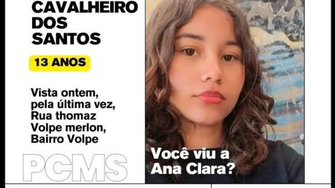 Ana Clara, de 13 anos, desaparece após ser alvo de bullying na escola