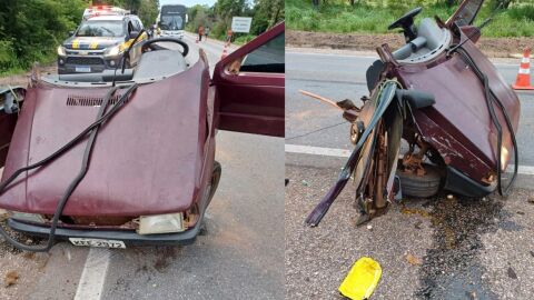 Acidente entre carro e ônibus mata duas crianças na BR-153, em Goiás