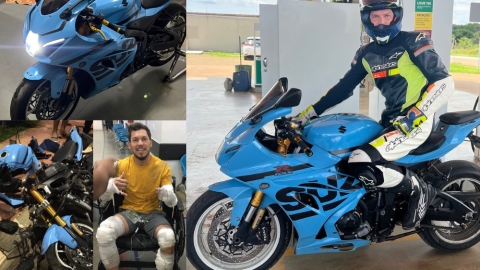 GSX-R 1000 é destruída em acidente, mas piloto só tem 'raladinhos' (vídeo)