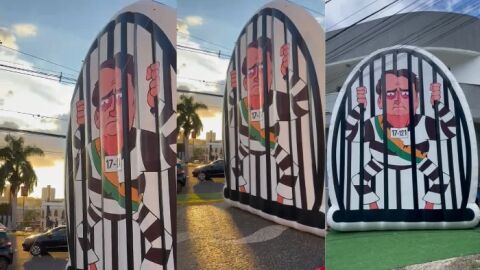 Boneco de Bolsonaro preso faz sucesso na Capital de MS