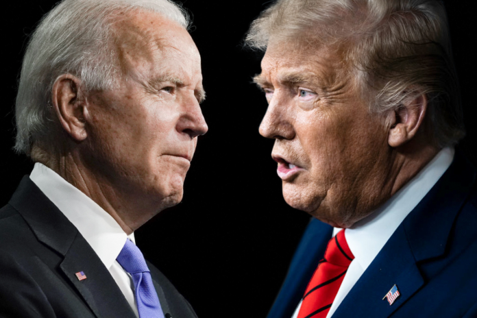 O presidente americano, Donald Trump, e o rival democrata, Joe Biden