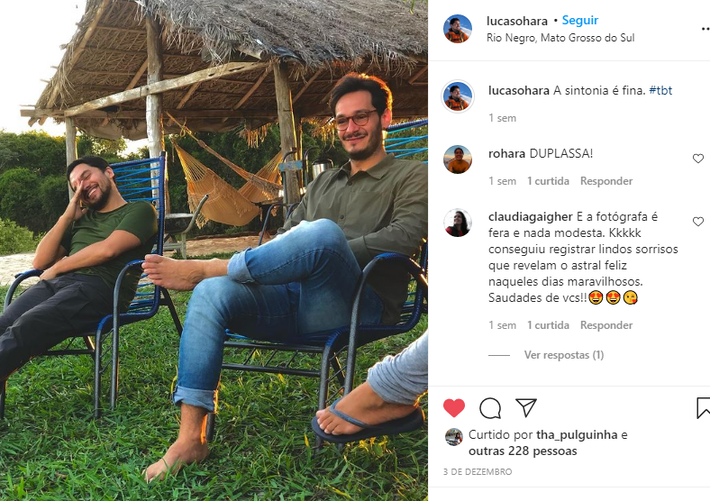 Bruno Luperi e Lucas Ohara em visitação à localção em Rio Negro (MS)
