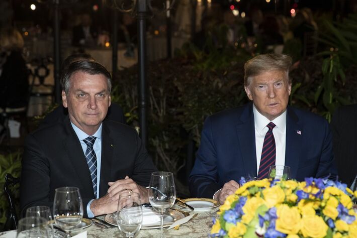 Bolsonaro e Trump em Mar-a-Lago, em Palm Beach, na Flórida