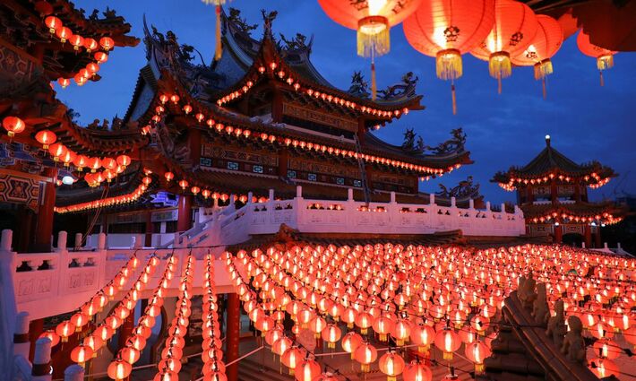 Casas iluminadas na China 