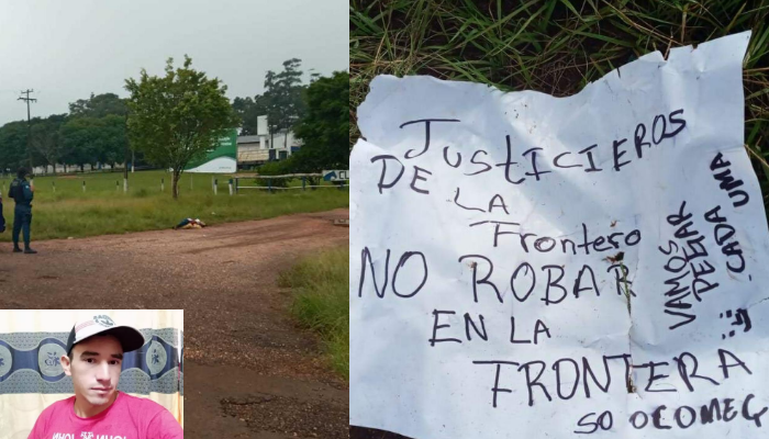 Bilhete deixado ao lado do corpo do jovem achado morto neste sábado em Ponta Porã (MS)