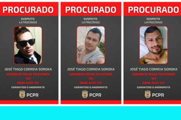 Polícia Civil divulgou cartazes com foto do suspeito  Foto: Polícia Civil