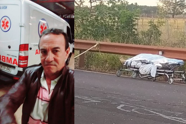 A esquerda está Juarez.Sob a maca uma das vítimas fatais.