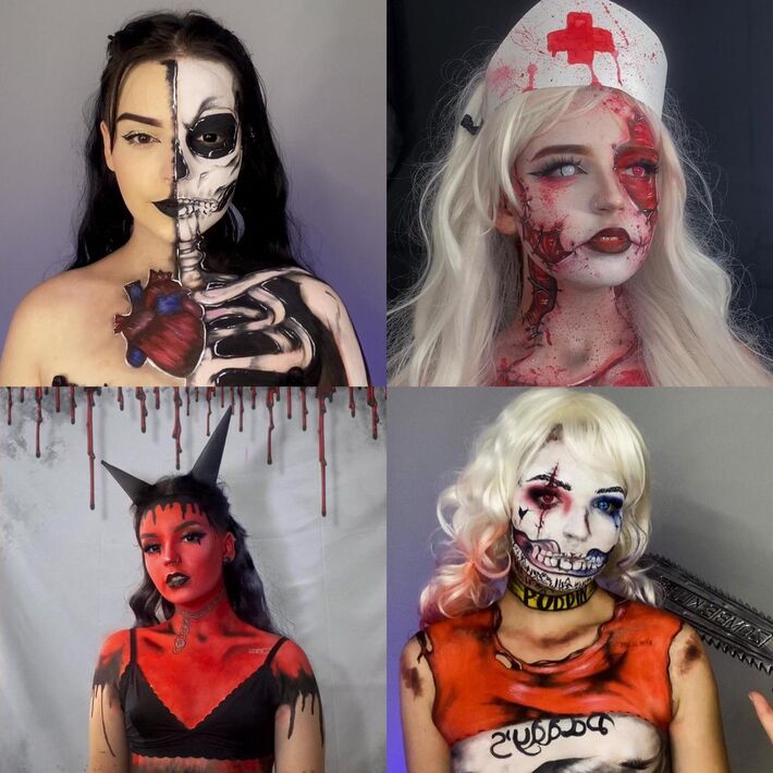 Algumas das maquiagens feitas por adolescente em MS  Foto: Montagem/G1 MS