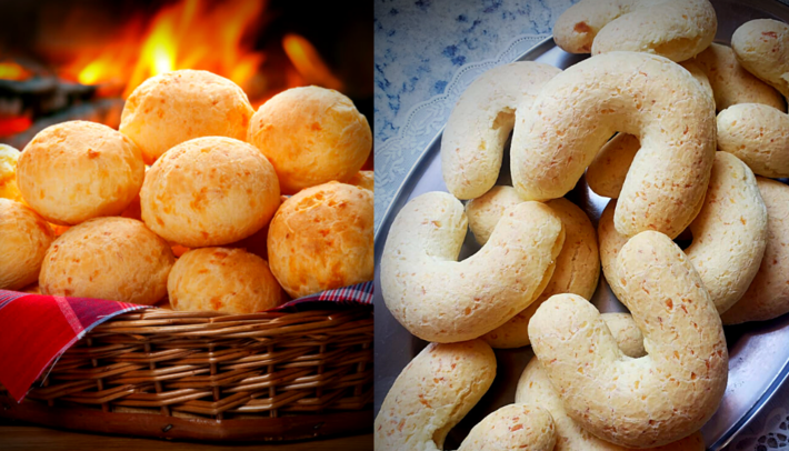 Pão de Queijo (E) e Chipa (D). A foto da Chipa foi feita por Renilda Sandim.  