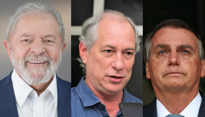 Lula (E) - Ciro (C) e Bolsonaro (D).  Fotos: Lula (*Ricardo Stuckert) | Ciro (*Tero Queiroz) | Bolsonaro (*Marcos Corrêa/PR) 