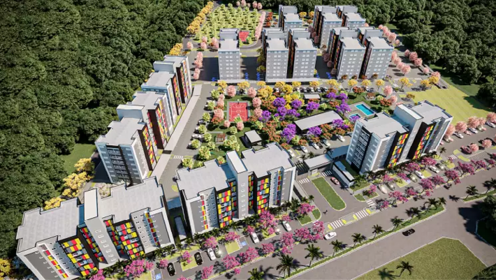 Ilustração de como será a disposição dos prédios no Cabreúva, segundo a planta do projeto.