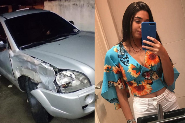 Vanessa Tamyris de 18 anos à direita. À esquerda está o veículo usado pelo suspeito. Foto: Reprodução 