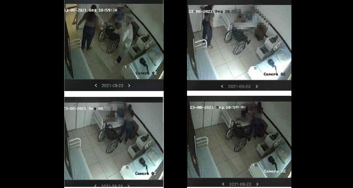 Câmeras de segurança flagraram a mulher agredindo fisicamente os acolhidos (Foto: Reprodução)