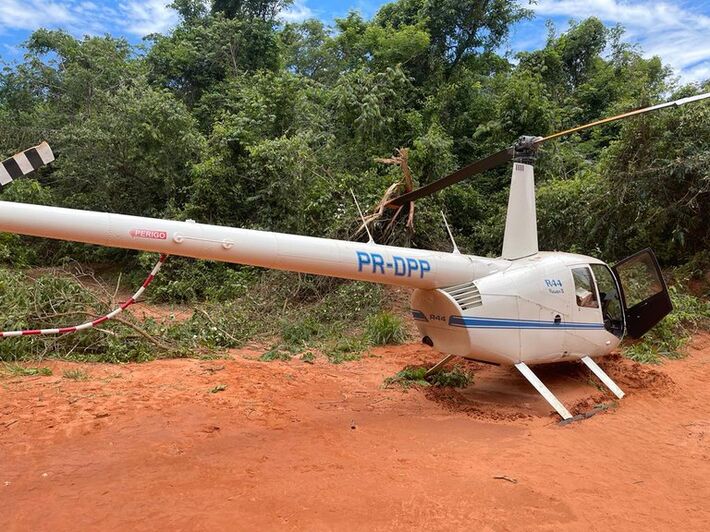 Helicóptero foi flagrado em área rural na zona rural de Paraguaçu Paulista (SP). Foto: Reprodução 