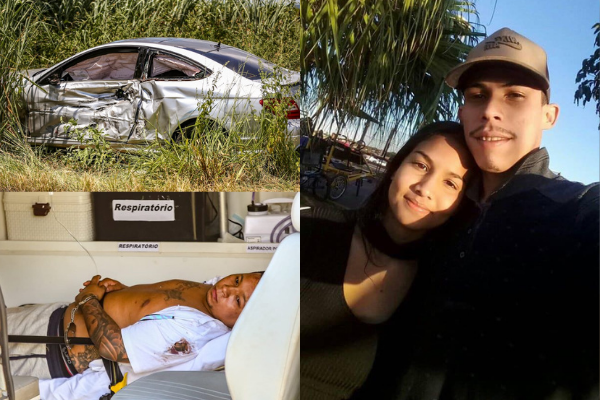 Matheus e a namorada, Samira, na rede social (à dir.). Carlos Hugo Naranjo Álvares, de 32 anos e o Mercedes-Benz (à esq.) em fotos do Marcos Hermínio, a serviço do Midiamax. 