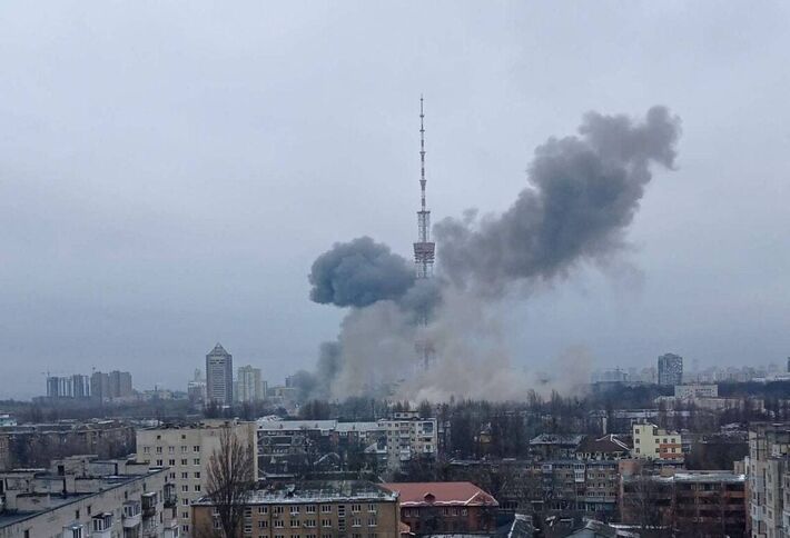 Ataque a torre de TV Ucraniana. Foto: Reprodução 