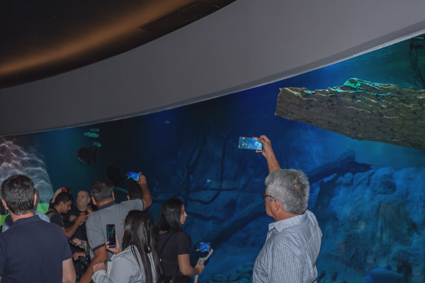 No dia da inauguração, algumas pessoas da imprensa e políticos fizeram um passeio inicial pelo Aquário. Foto: Tero Queiroz