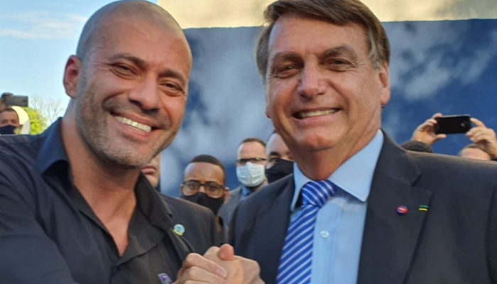 Presidiário Daniel Silveira e Jair Bolsonaro (Foto: reprodução)