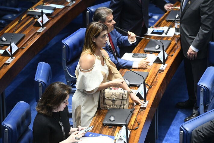 senadora Simone Tebet (MDB-MS); senadora Soraya Thronicke (União Brasil) e o senador Nelsinho Trad (PSD-MS). Foto: Marcos Oliveira/Agência Senado