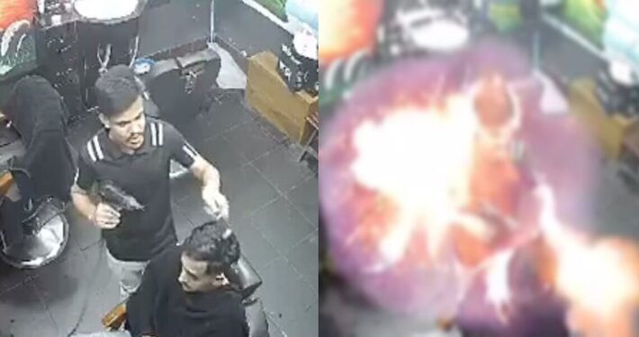 Vídeo chocante: secador de cabelo explode; barbeiro e cliente são atingidos por chamas
