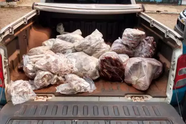 Parte das carnes apreendidas em Nioaque. Foto: Divulgação