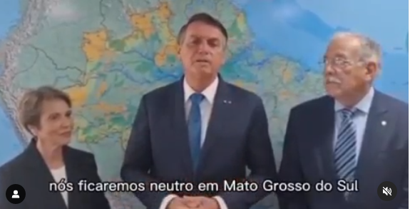 Bolsonaro, em vídeo, recuou de apoio a Contar e disse que adotaria neutralidade. Foto: Print | Vídeo do Instagram