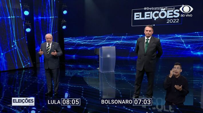 "O senhor é o rei da mentira" afirmou Lula sobre Bolsonaro". Foto: Band