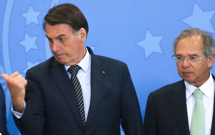 Jair Bolsonaro (PL) e seu ministro da Economia, Paulo Guedes. Foto: Reprodução 