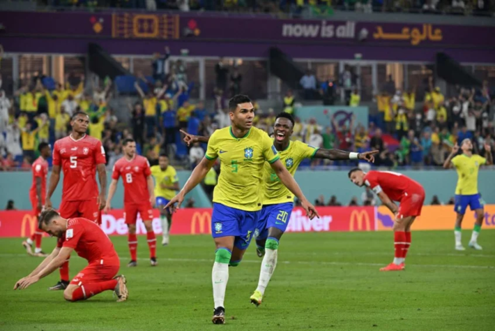 Casemiro marcou o gol da vitória do Brasil sobre a Suíça (Foto: Nelson Almeida / AFP)