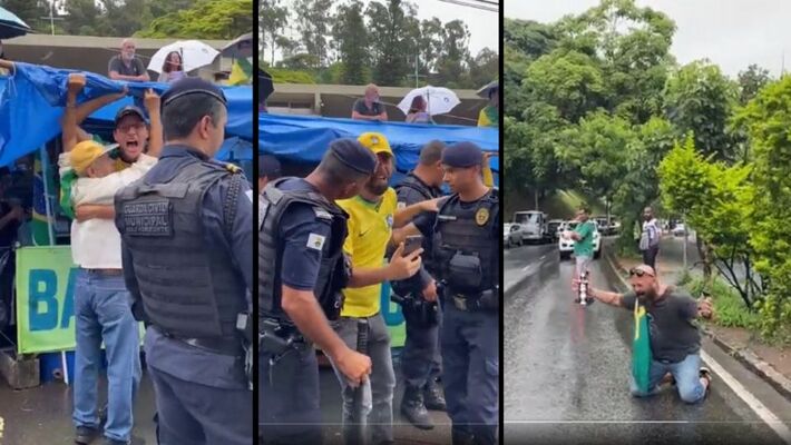 Apoiadores de Bolsonaro surtam com desmonte de acampamento. Fotos: Twitter 
