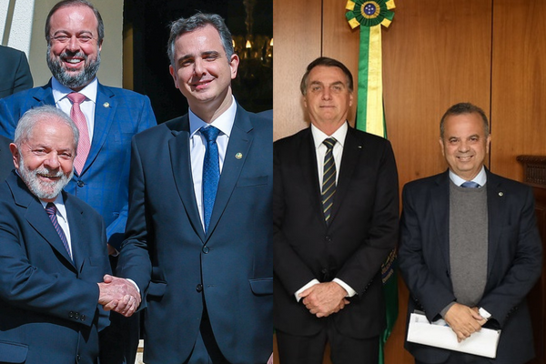 Lula apoia reeleição de Pacheco. Bolsonaro aposta no ex-ministro do Desenvolvimento Regional, Rogério Marinho. Fotos: Reprodução