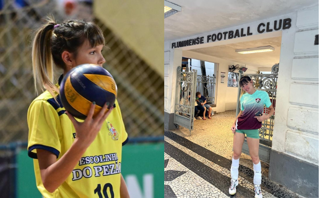Bruna Brandt fazia parte de um projeto local de vôlei chamado 'Escolinha do Pezão'. Foto: Reprodução