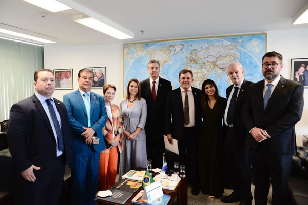 Da direira para a esquerda: Marcos Pollon, Geraldo Resende, Camila Jara, Vander Loubet, Dagoberto Nogueira, Soraya Thronicke, Tereza Cristina, Nelsinho Trad e Rodolfo Nogueira. Foto: Redes