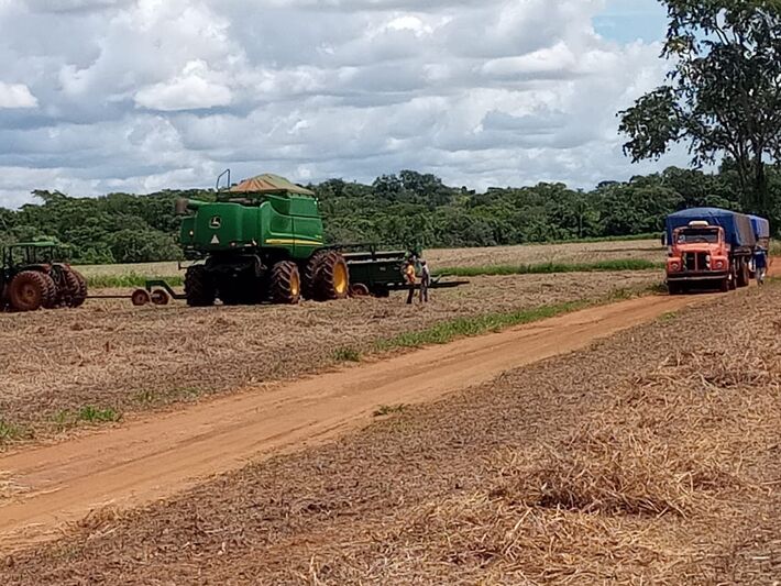 Maquinários são liberados na fazenda Inho, área de ocupação indígena em Mato Grosso do Sul. Foto: Reprodução 