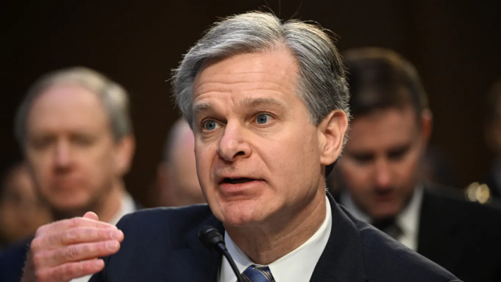 O diretor do FBI, Christopher Wray, testemunha em 8 de março perante o Comitê de Inteligência do Senado. Foto: Mandel Ngan/AFP via Getty Images