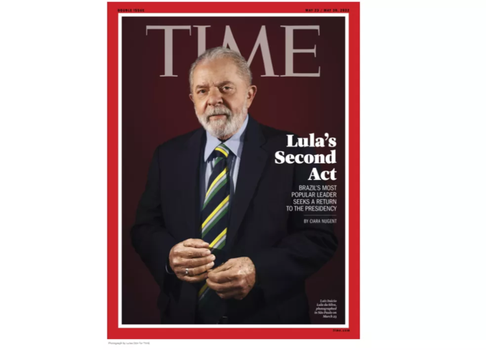 Edição da revista Time de maio de 2022 com o ex-presidente Lula na capa.  Foto: Reprodução/revista Time