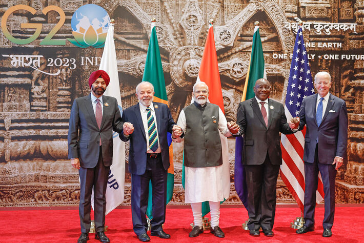 (9.set.2023) - Presidente da República, Luiz Inácio Lula da Silva, durante a abertura da Cúpula do G20  Sessão I: "Uma Terra", no Bharat Mandapam, 2° andar, Plenário da Cúpula. Nova Delhi - Índia.