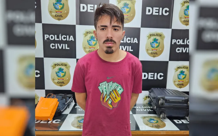 José Henrique, preso por suspeita de homicídio, em Goiânia  Foto: Divulgação/Polícia Civil