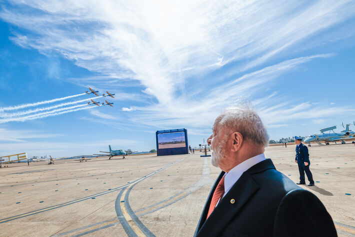 20.07.2023 - Presidente da República, Luiz Inácio Lula da Silva, durante cerimônia Militar alusiva ao Sesquicentenário de Alberto Santos Dumont.  Base Aérea de Brasília - DF.     Foto: Ricardo Stuckert/PR