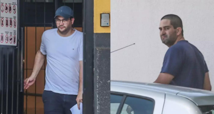 Irmãos Lucas e Sérgio Coutinho saem da prisão em Campo Grande (Foto: Marcos Maluf)  - CREDITO: CAMPO GRANDE NEWS