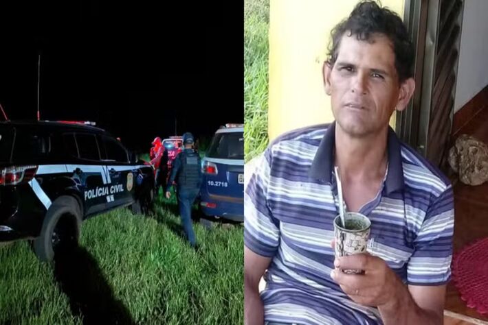 Movimentação policial na fazenda onde pai foi morto pelo filho durante caça (Foto: : Jornal da Nova)