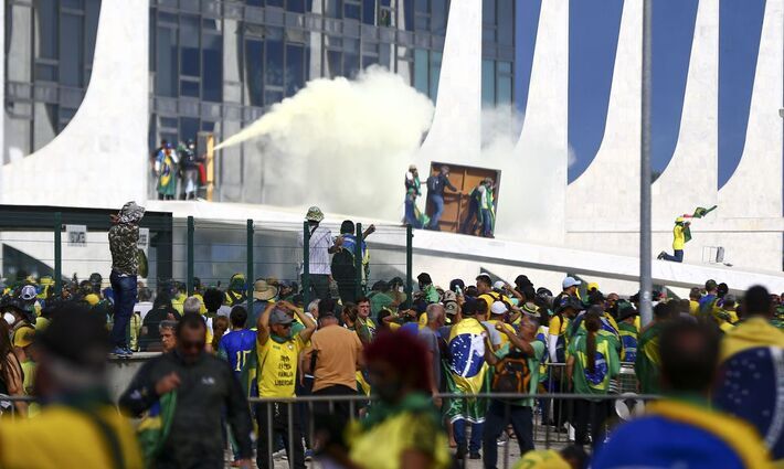 Imagem do dia da invasão no Palácio do Planalto. Foto: Marcelo Camargo/Agência Brasil