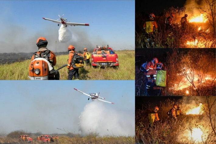 Trabalho do Corpo de Bombeiros em Corumbá (Foto: Divulgação/CBMMS)