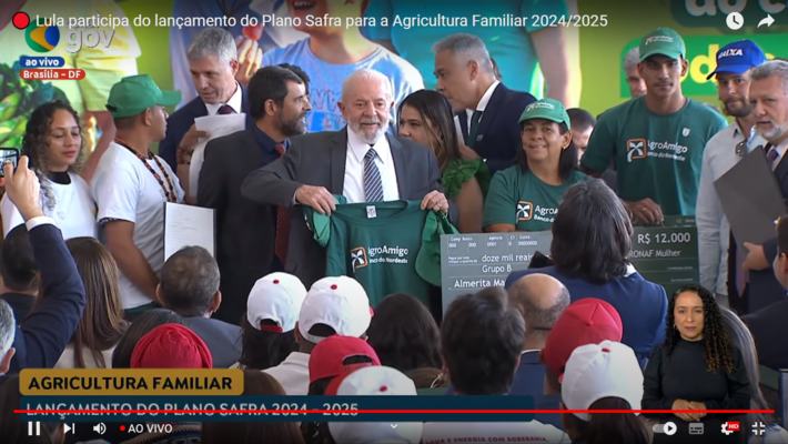 Presidente Lula anuncia Plano Safra da Agricultura Familiar em Brasília. Foto: Canal Gov