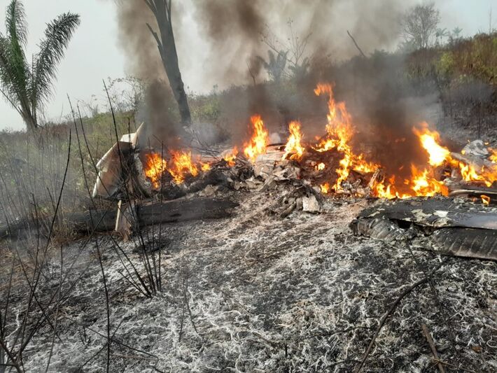 Quedade avião mata cinco no Mato Grosso. Foto: TV Nativa 