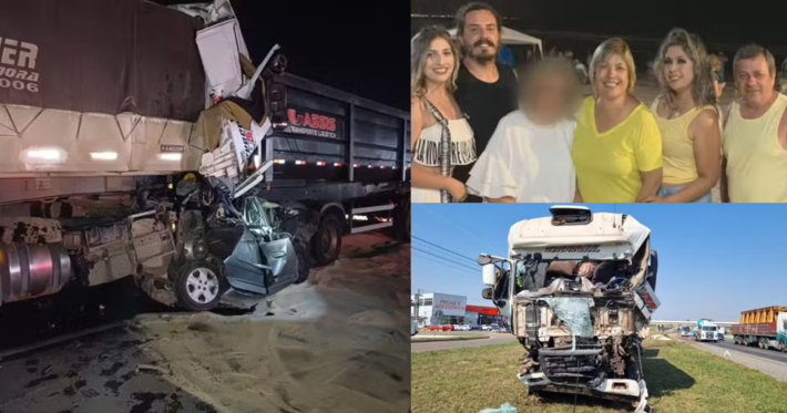 Tragédia: carreta esmagou carro e matou família em Ponta Grossa (PR). Fotos: Redes | RiCTV