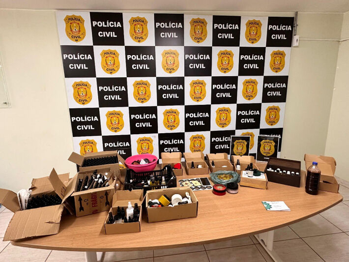 Produtos apreendidos pela Polícia Civil