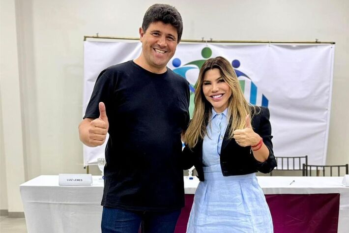 Roddrigo Basso e sua vice Cristina Fiuza, filha do ex-prefeito Daltro Fiuza, lideram corrida eleitoral em Sidrolândia, diz IPP.