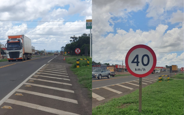 Placas não inibem velocidade, e condutores matam pedestres atropelados em Bandeirantes. Foto: Direto do Território MS