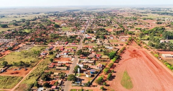 Vista aérea da cidade de Angélica, no Mato Grosso do Sul